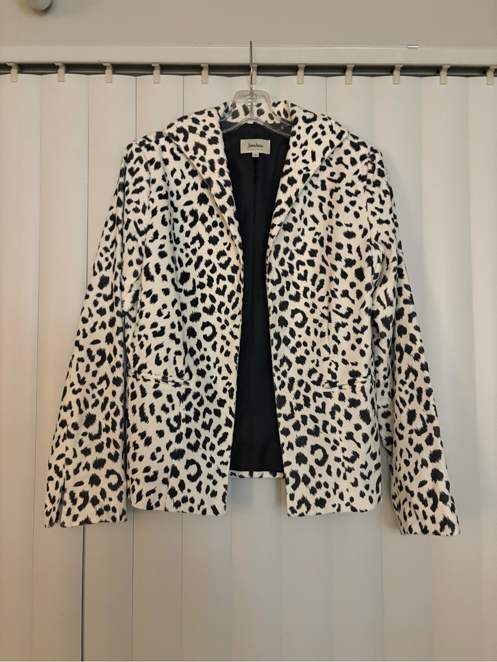 Neiman Marcus Exclusive Black & White Leopard Print Blazer